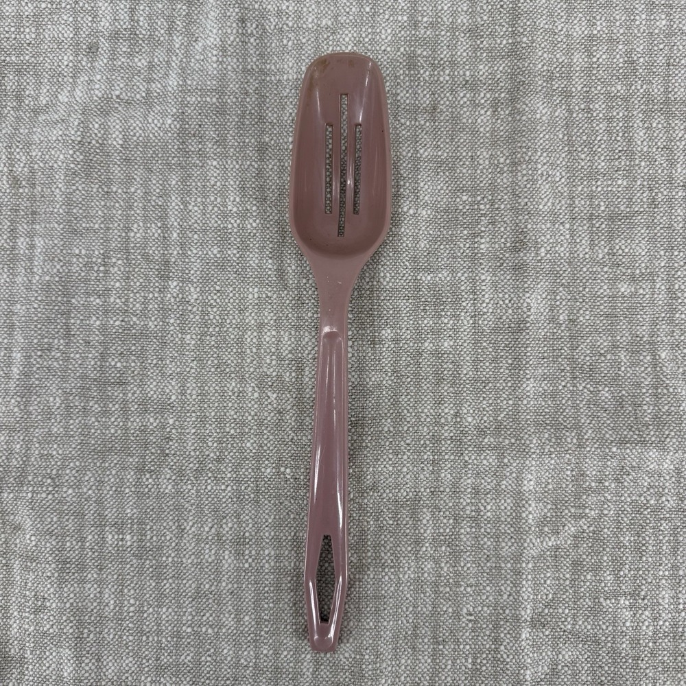 Vintage KING KRAFT‎ Slotted Serving Spoon Cooking Utensil  11" Mauve 50's - 60's
